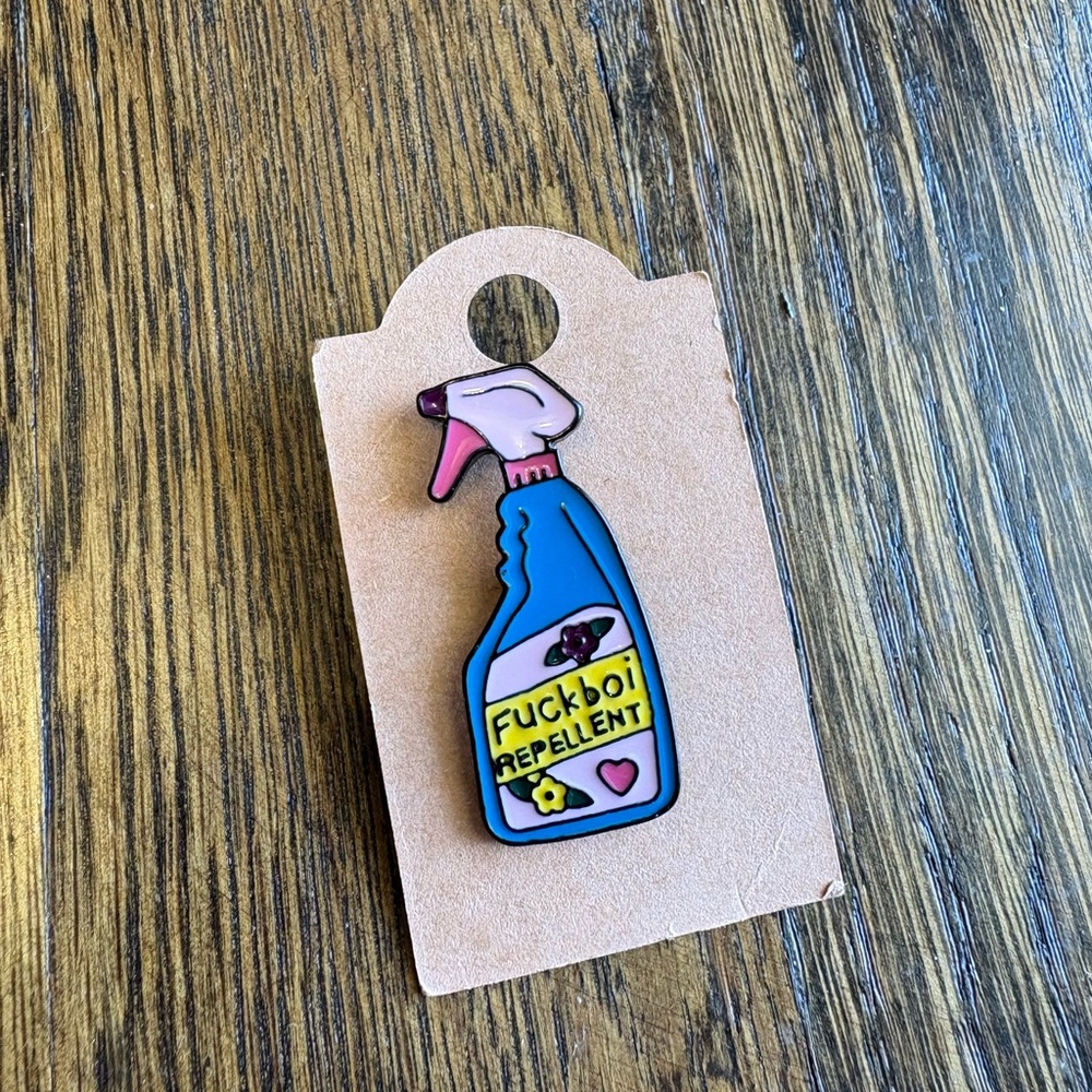 Blue and Pink Spray Bottle Enamel Pin